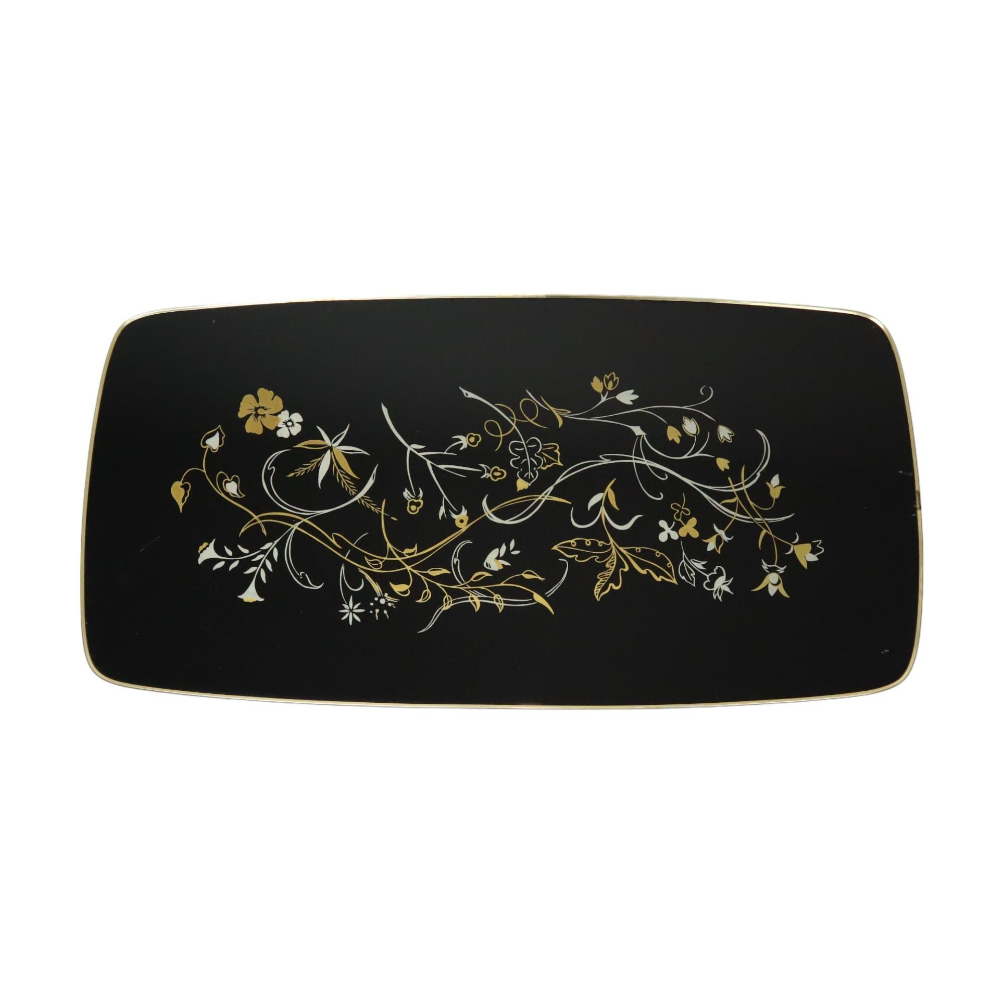 Table basse Rockabilly des années 50 Pieds coniques Plateau en verre Motif floral en vente 4