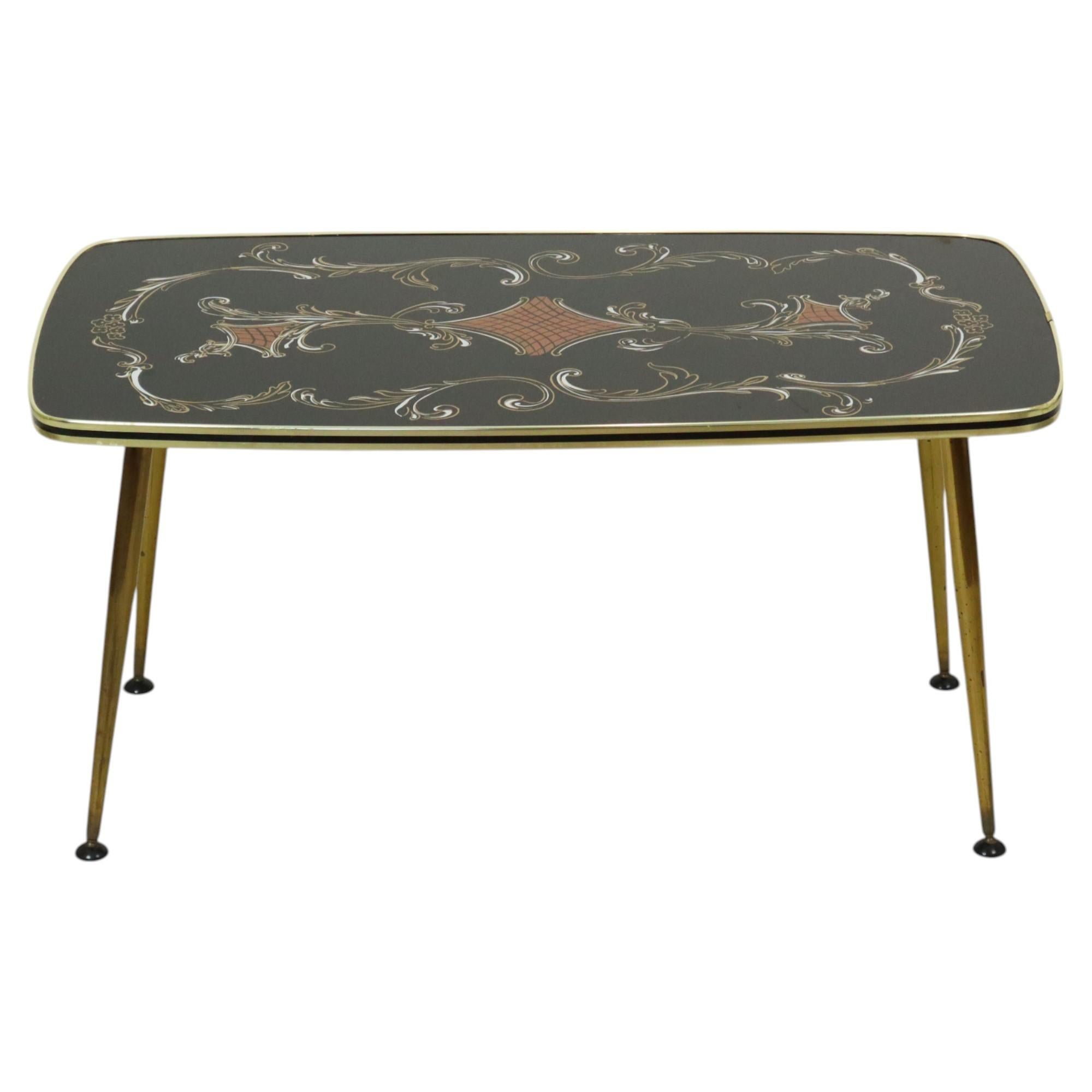 Mesa de centro Fifties Rockabilly Patas cónicas de cristal dorado 90cm en venta 6