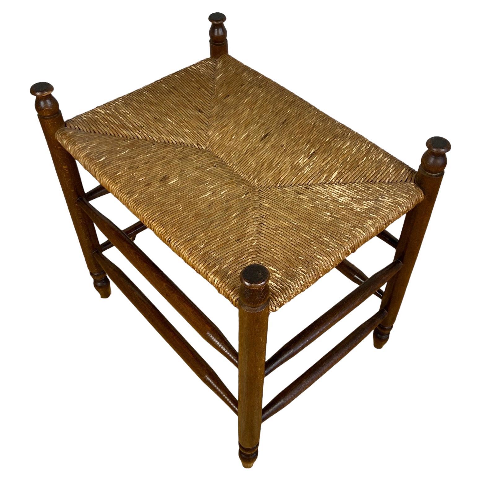Fifties Stool Wicker Seat For Sale