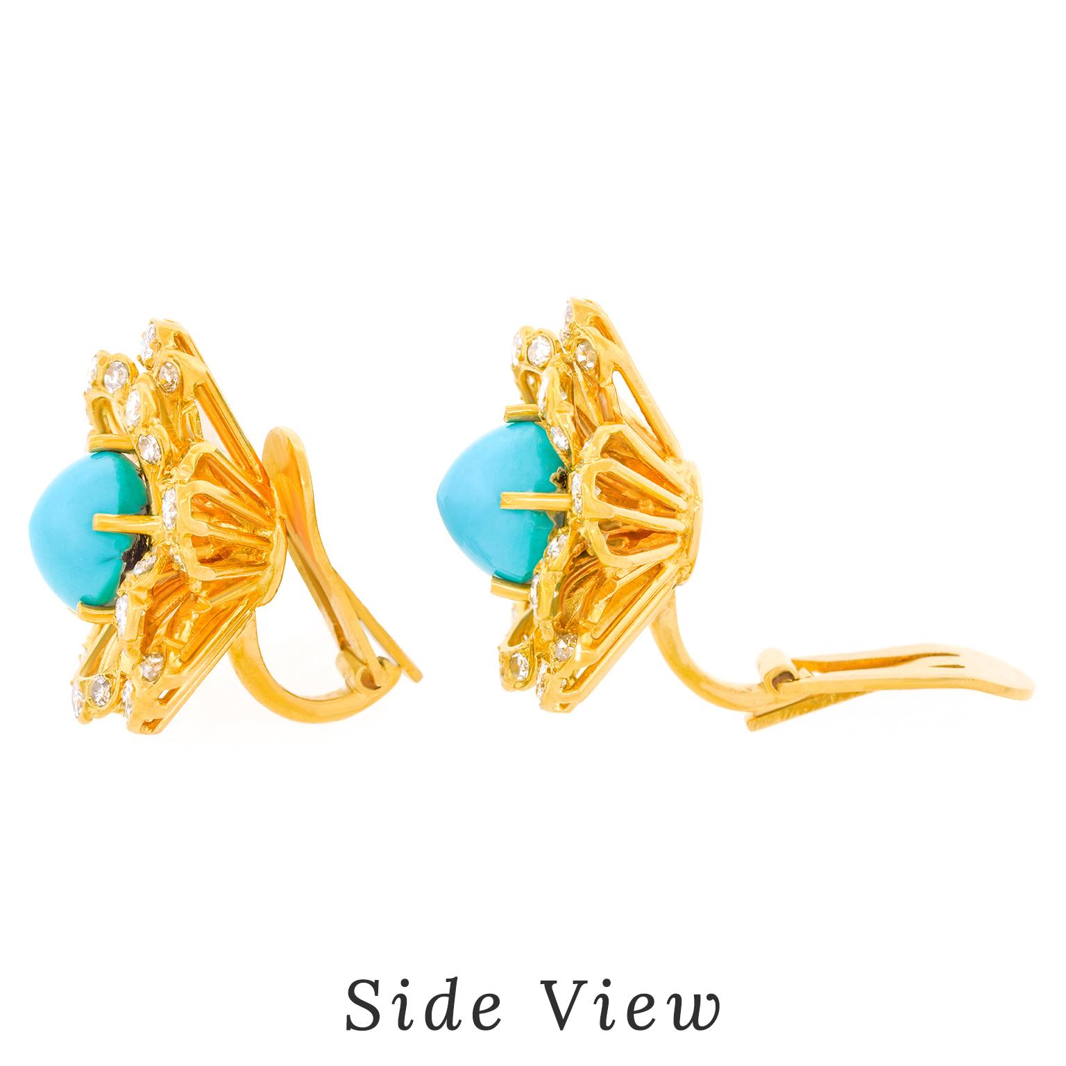 Fifties Turquoise and Diamond Earrings 1