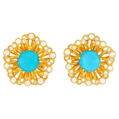 Fifties Turquoise and Diamond Earrings