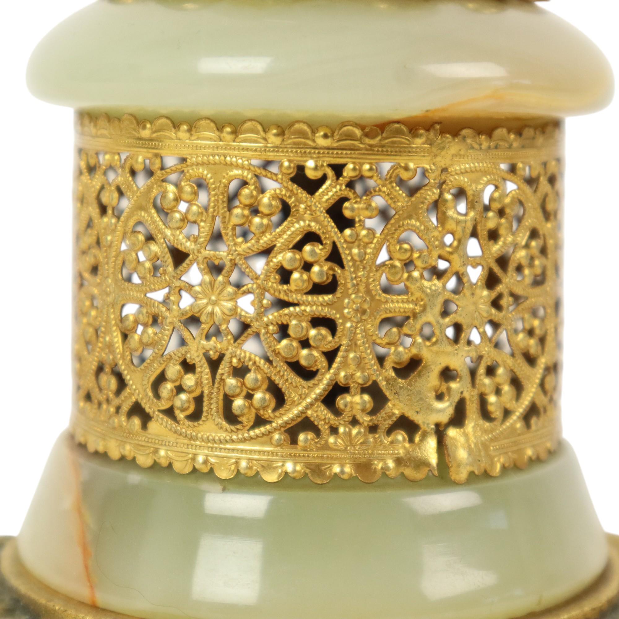 Fifties Vintage Table Lamp Onyx Marble Brass Acanthus For Sale 6