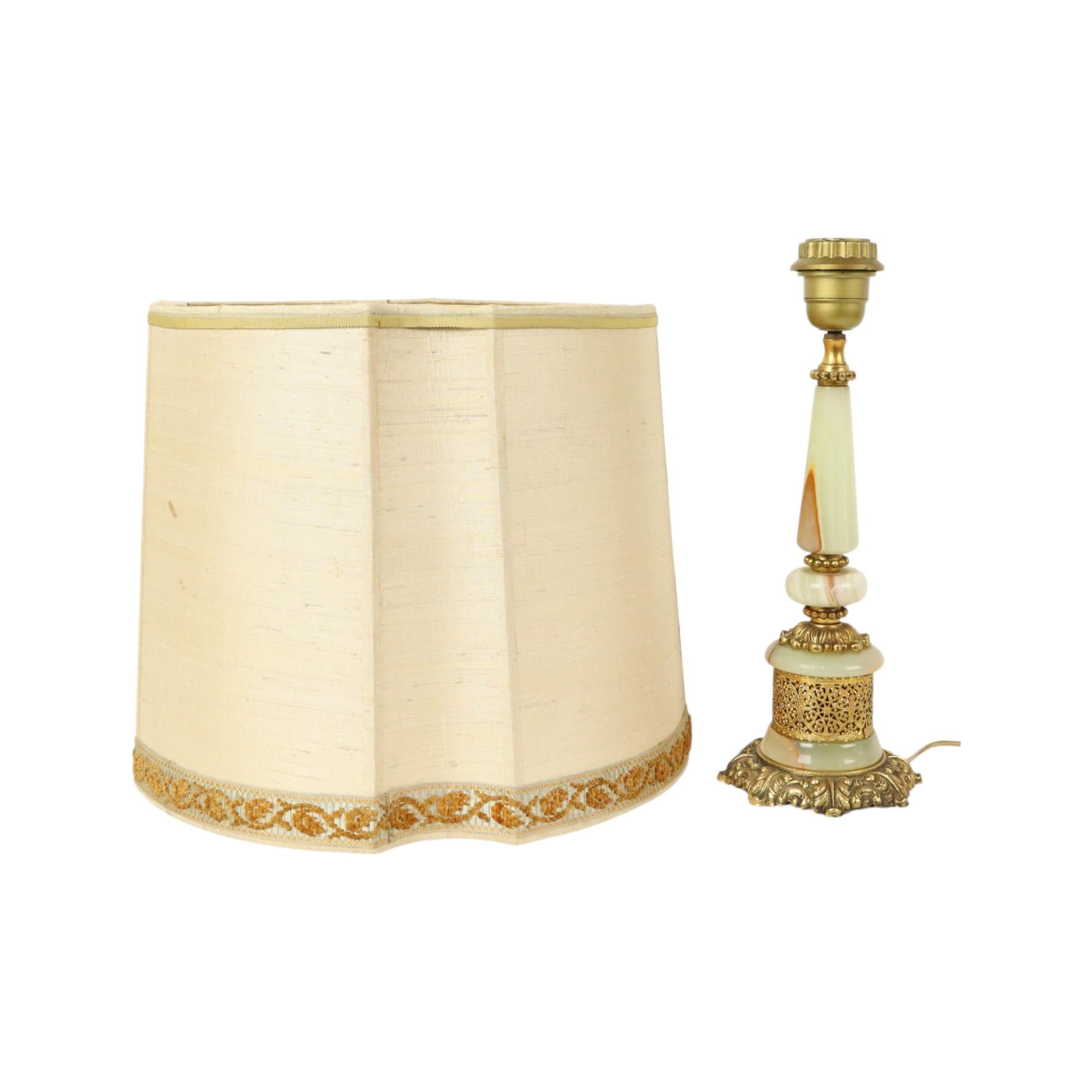 Fifties Vintage Table Lamp Onyx Marble Brass Acanthus In Good Condition For Sale In Poperinge, BE