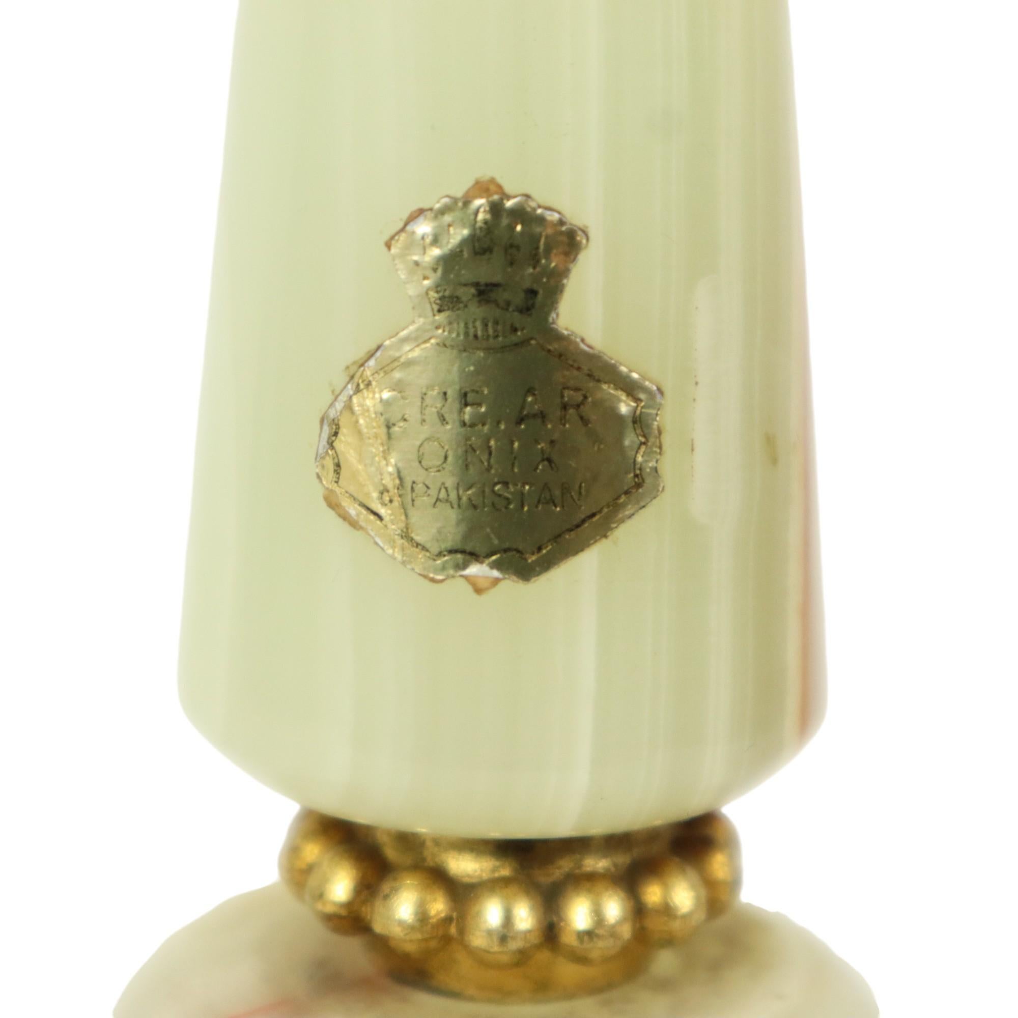 Fifties Vintage Table Lamp Onyx Marble Brass Acanthus For Sale 1