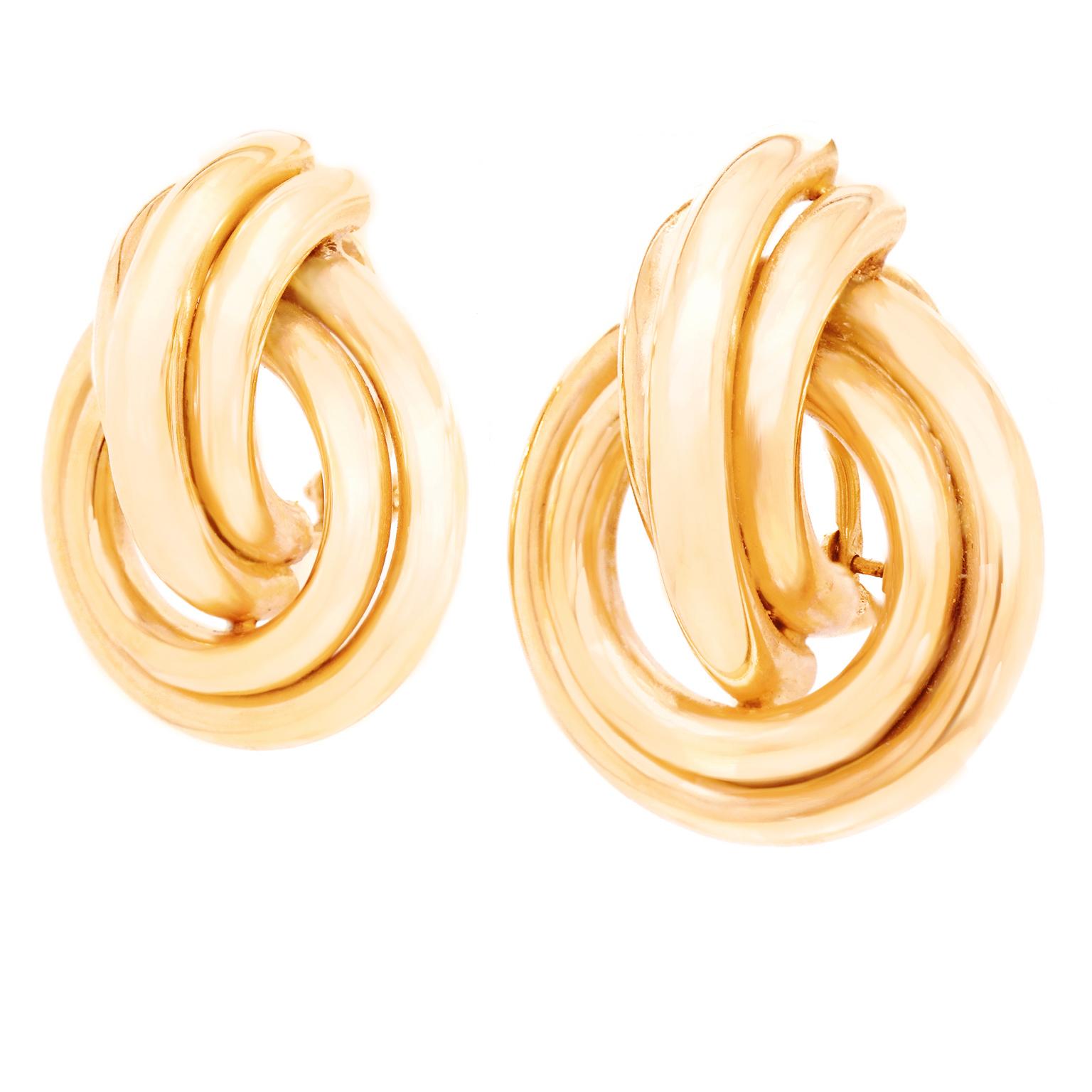1950s Yellow Gold Earrings In Excellent Condition In Litchfield, CT