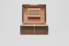 Fifty Cigar Solid Bog-Oak Humidor, Cedar Lining & Brass Jointing