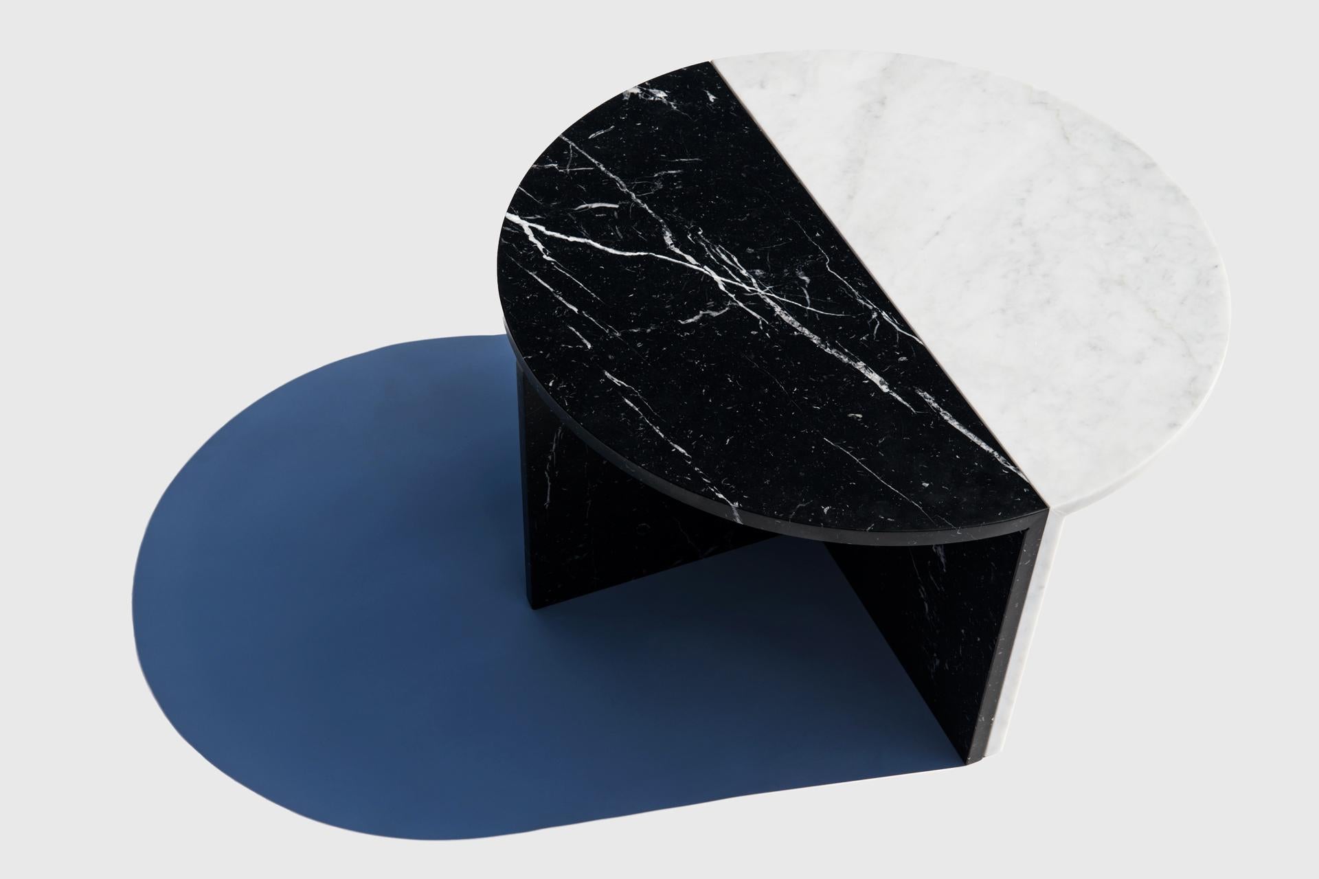 Other Fifty Circle Nero Maquina Marble Side Table For Sale