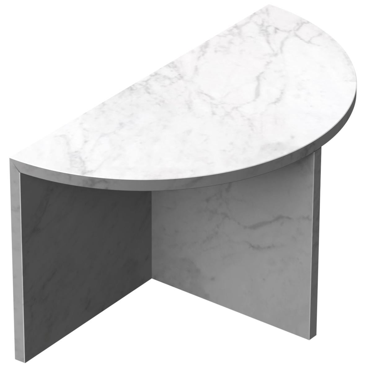 Fifty Circle White Carrara Marble Side Table For Sale