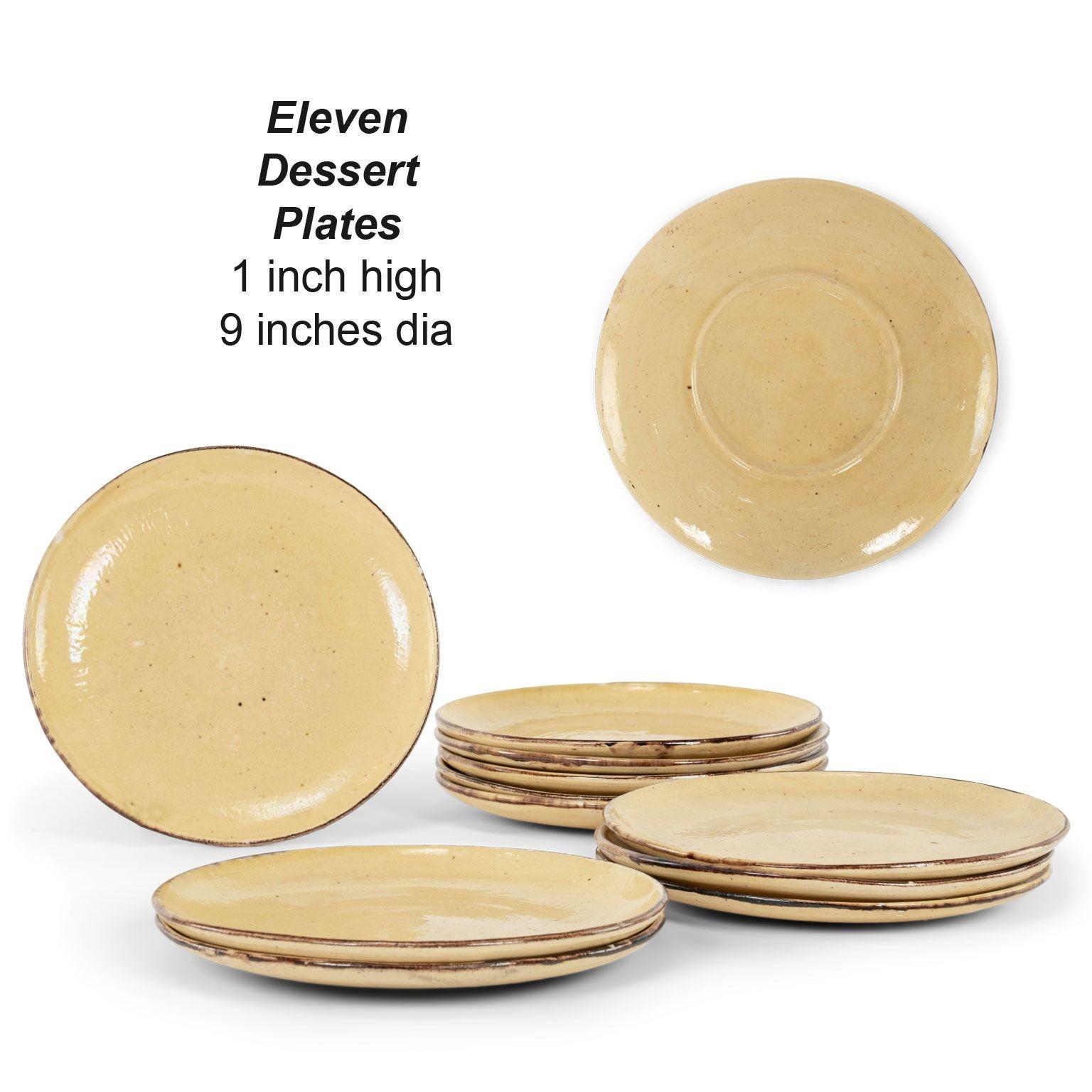 Fifty-Four Piece set of Pale Yellow Glazed Ceramic Dieulefit-Provence Tableware For Sale 2