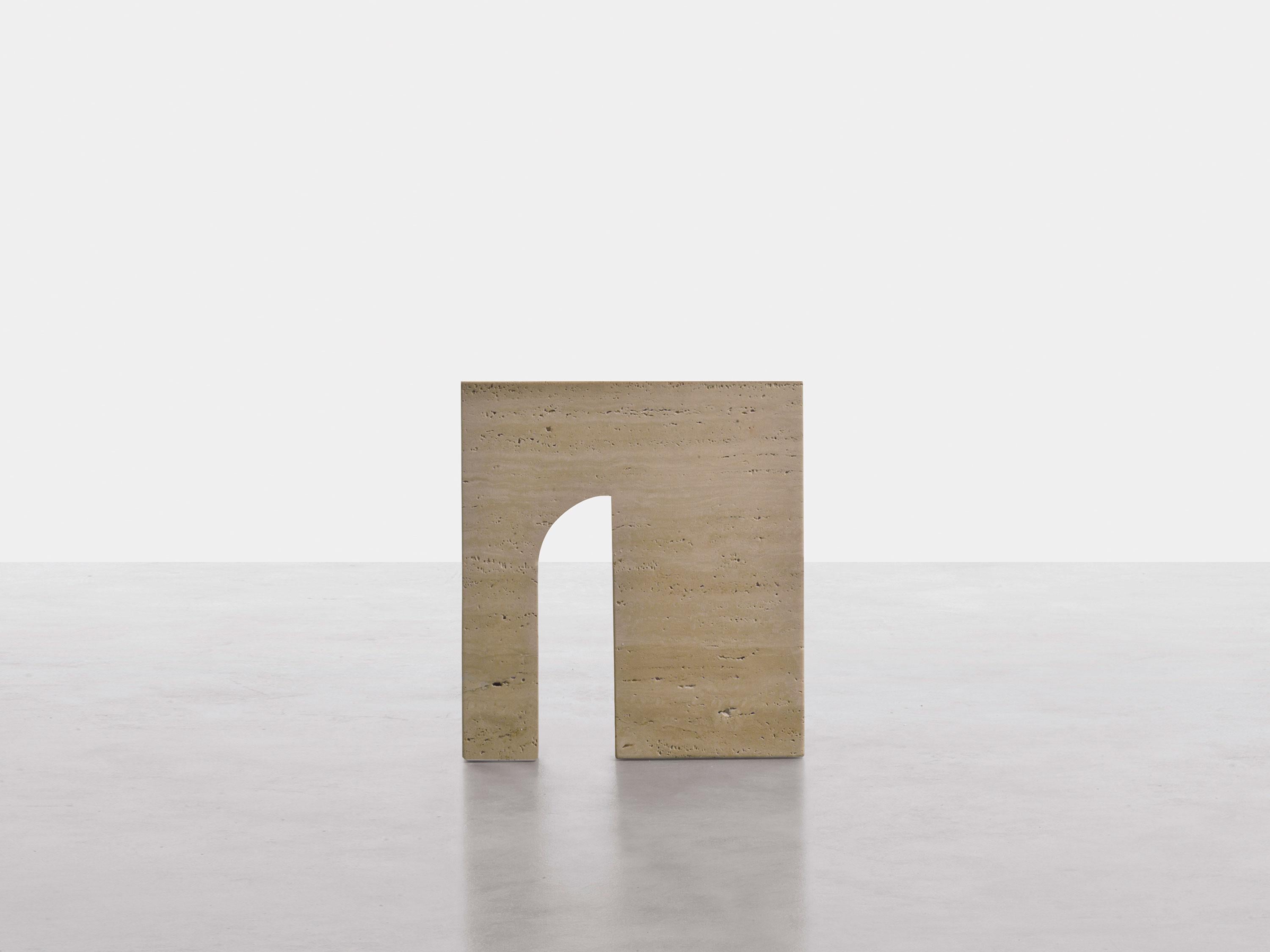 Fiftyfour Side Table by Somaschini
Dimensions: W 36 x D 36 x H 40 cm
Materials: Monolithic milled structure in solid Roman Travertine.

Side table in solid Roman Travertine.

About: 
Somaschini is a new-born brand, with a strong, innovative