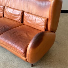 Fiftyish Wingback Leather Sofa by Vladimir Kagan for American Leather