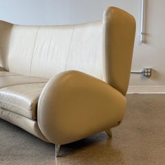 Fiftyish Wingback Leather Sofa by Vladimir Kagan for American Leather