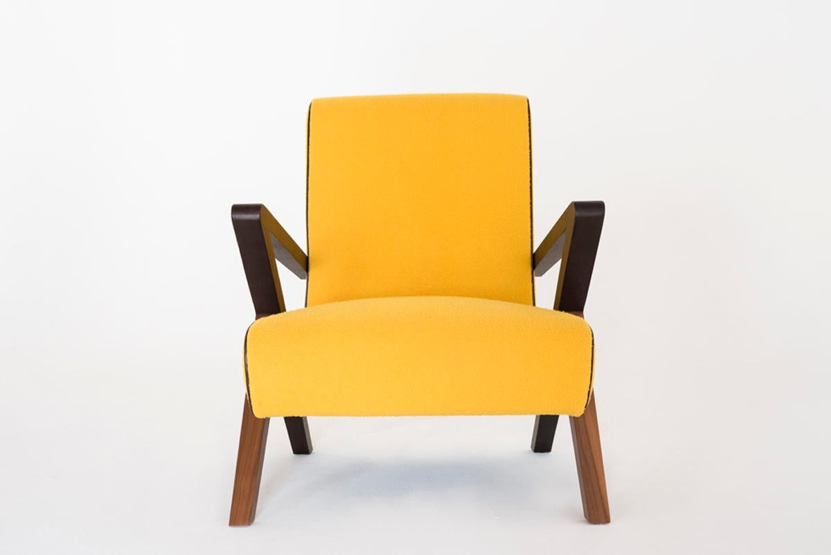 Modern Fiftypop, Armchair Inspired to the 1950s, Leather Details, Used for Exhibition