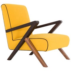 Fiftypop, Contemporary Armchair Inspired to the 1950s with Leather Details