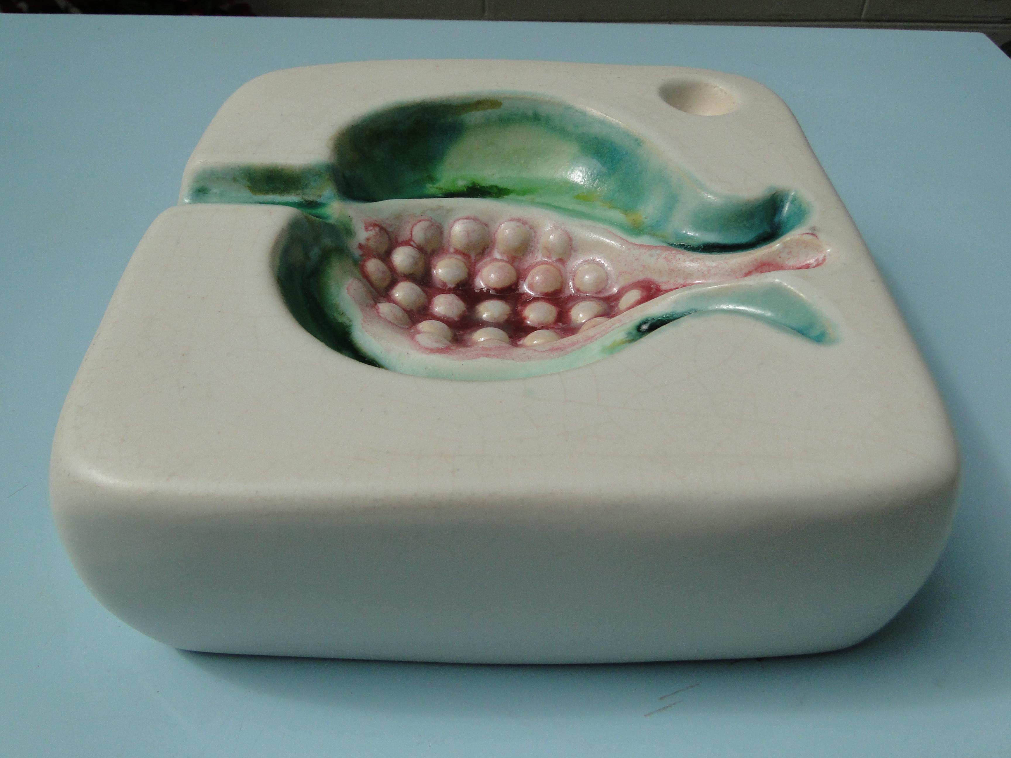 Glazed Fig Ceramic Dish Georges Jouve France For Sale