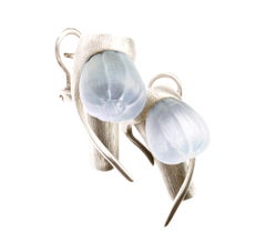 Dimensional Mediterranean Fig Earrings in Sterling Silver with Quartzes