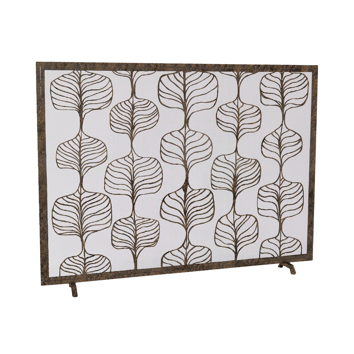 Fig Leaf Fireplace Screen in a Gold Rubbed Black Finish For Sale
