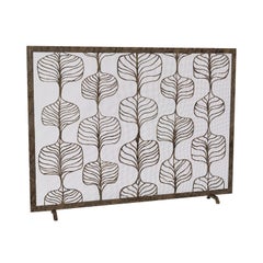 Fig Leaf Fireplace Screen in a Gold Rubbed Black Finish