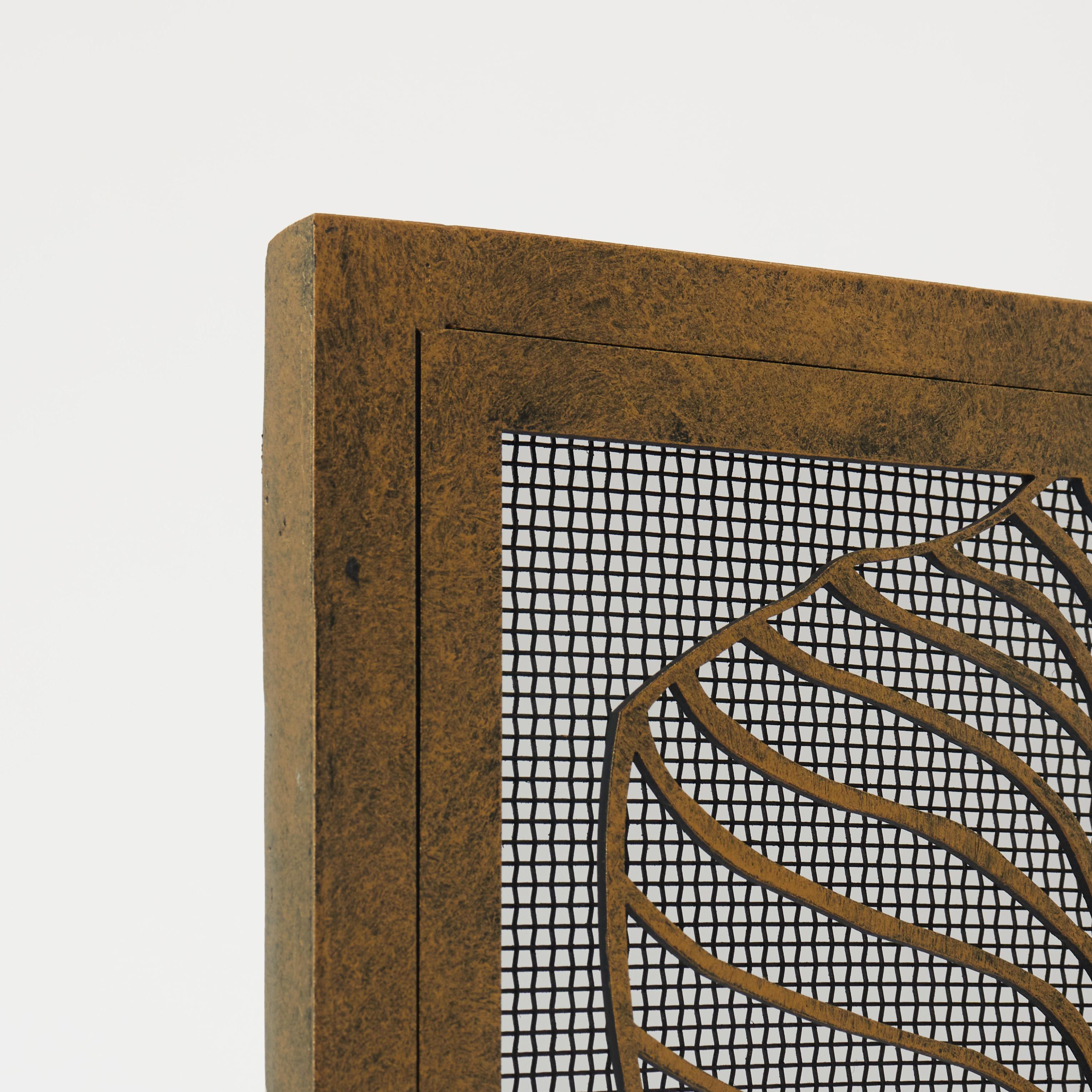 Pantalla para Chimenea Hoja de Higuera en Oro Brillante Estadounidense en venta