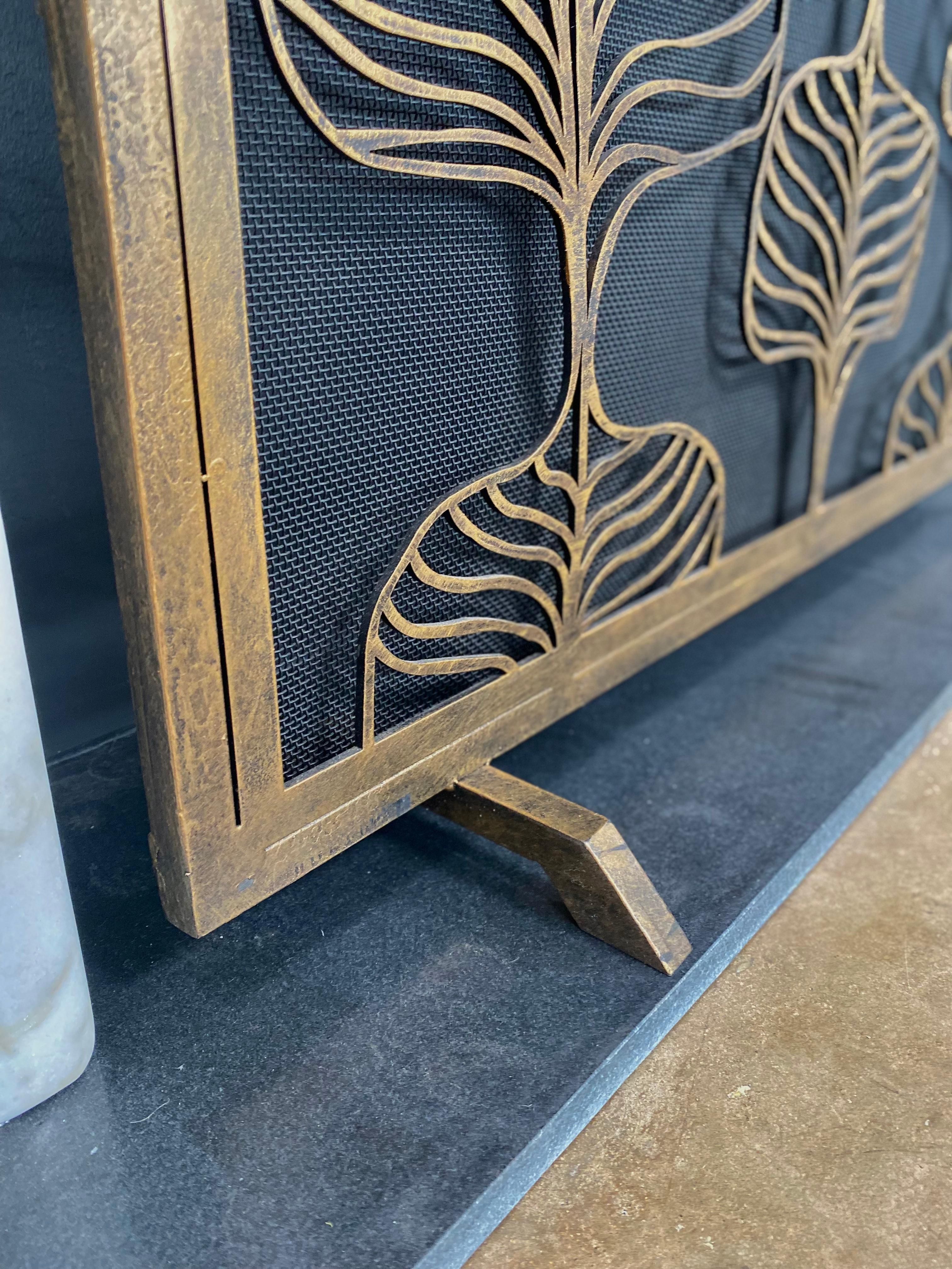 Fig Leaf Fireplace Screen in Tobacco For Sale 6