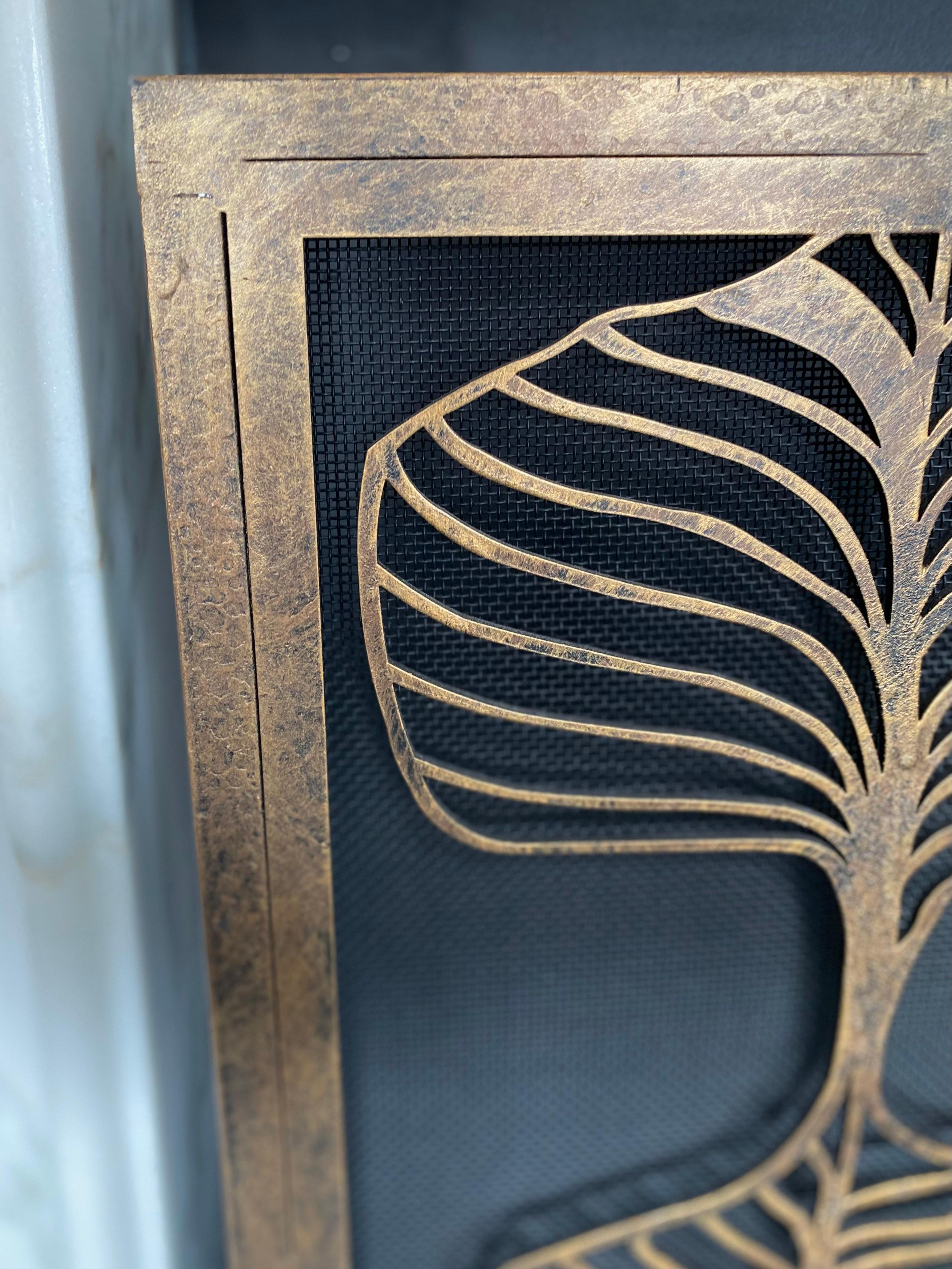 Fig Leaf Fireplace Screen in Tobacco For Sale 8