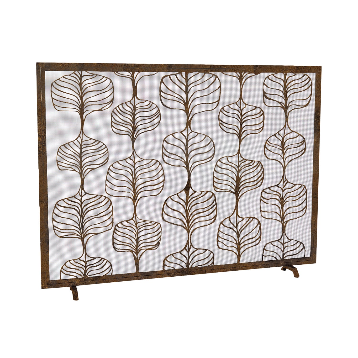 Fig Leaf Fireplace Screen in Tobacco For Sale