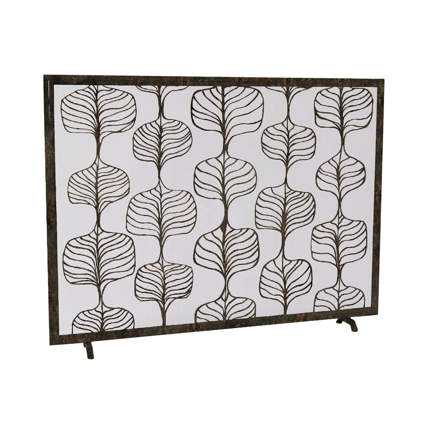 Fig Leaf Fireplace Screen in Warm Black For Sale