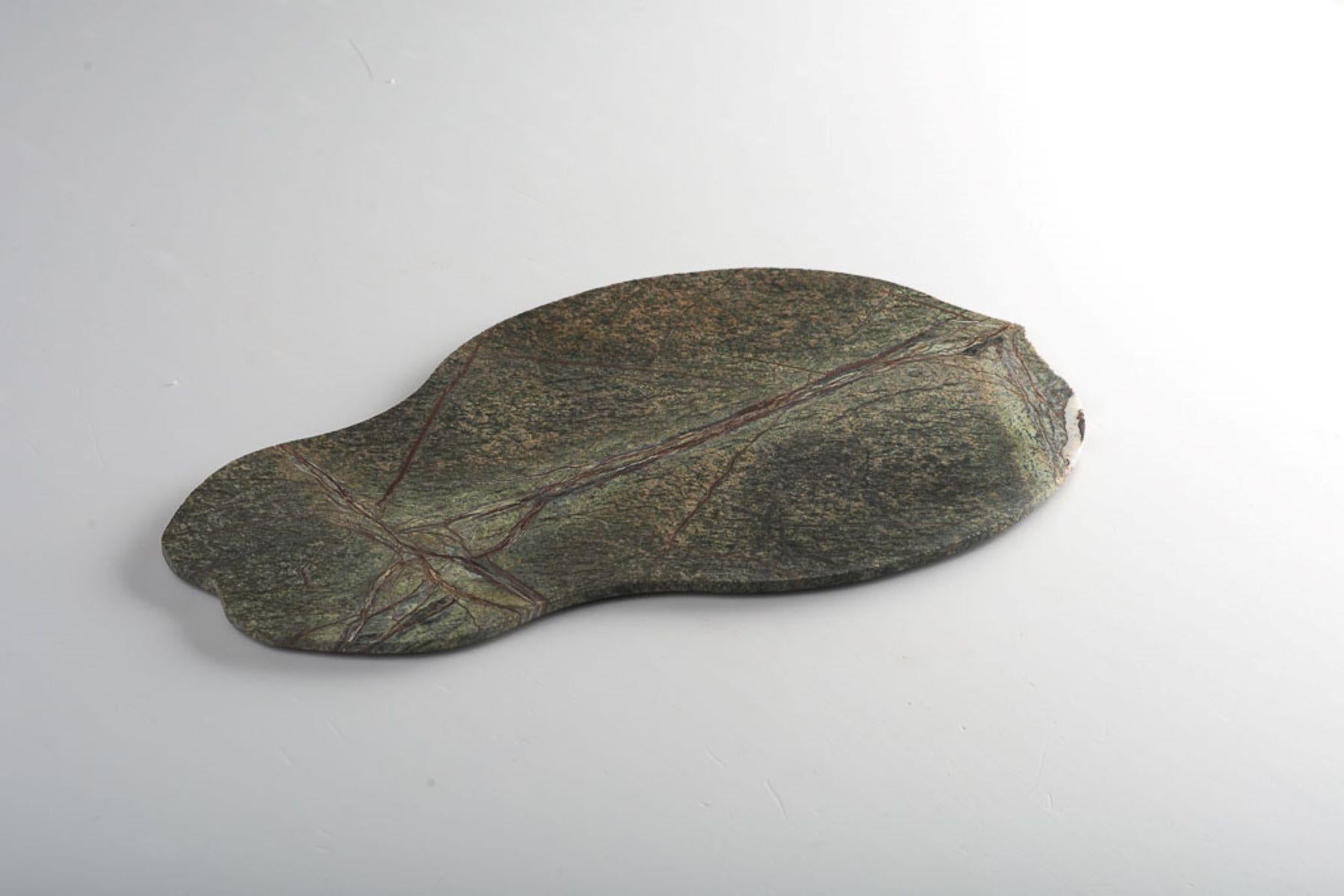 Modern Fig Leaf Shaped Rainforest Marble Serving Platter by Kunaal Kyhaan  For Sale