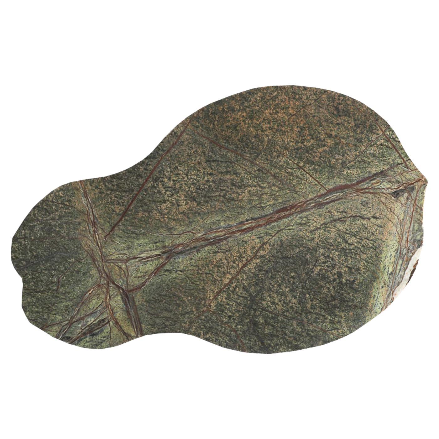 Fig Leaf Shaped Rainforest Marble Serving Platter by Kunaal Kyhaan  For Sale