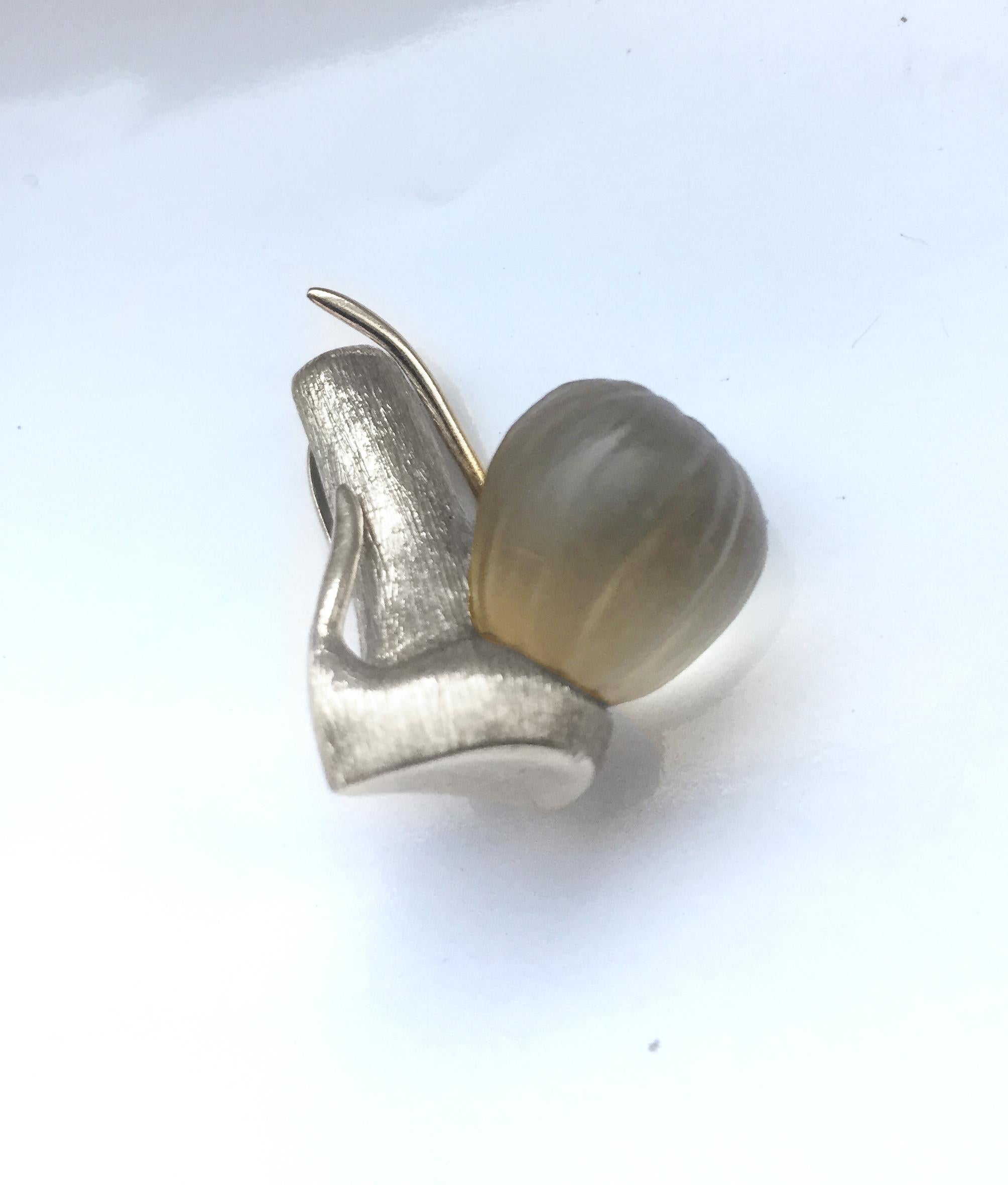 Artist Featured in Vogue Fig Pendant Necklace in Sterling Silver with Smoky Quartz For Sale