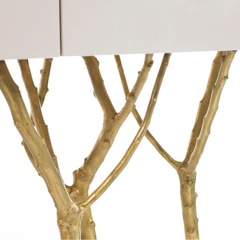Fig Tree Designer Console In Custom Lacquer Top & Cast Brass Legs For Sale 4
