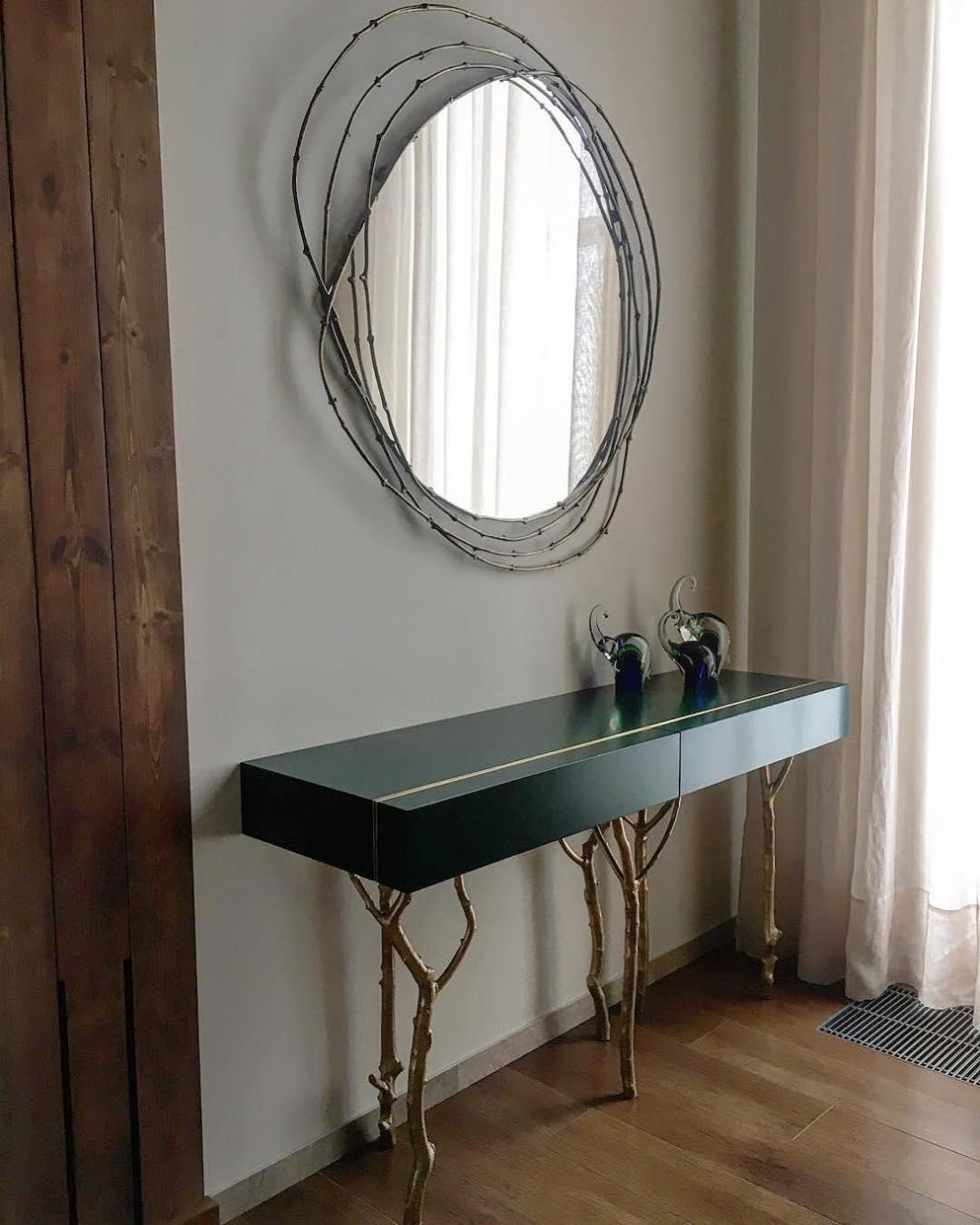 Fig Tree Designer Console In Custom Lacquer Top & Cast Brass Legs For Sale 5