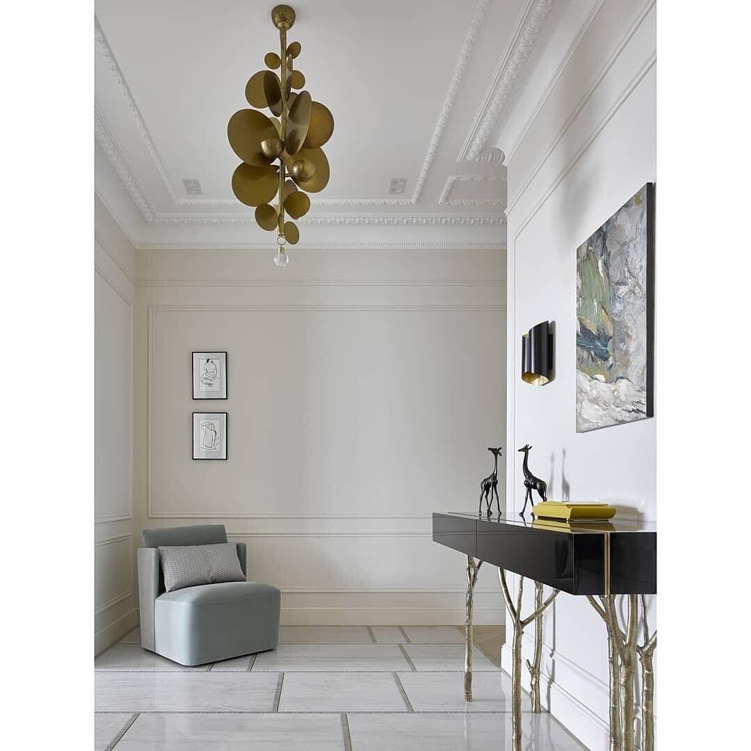 Hand-Crafted Fig Tree Designer Console In Custom Lacquer Top & Cast Brass Legs For Sale