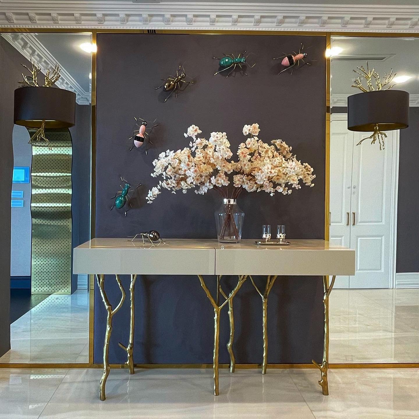 Fig Tree Designer Console In Custom Lacquer Top & Cast Brass Legs In New Condition For Sale In NEW YORK, NY