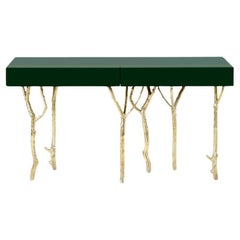Consolle di design Fig Tree con piano laccato personalizzato e gambe in ottone fuso