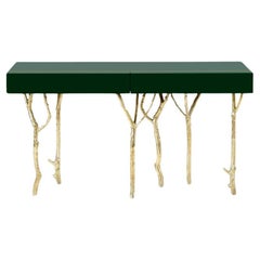 Fig Tree Designer Console In Custom Lacquer Top & Cast Brass Legs