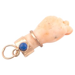 Figa Coral et pendentif porte-bonheur en or 14K
