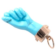 Figa Turquoise and 14K Gold Good Luck Charm Pendant