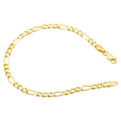 Figaro Bold Link Chain Bracelet Solid Gold Minimalist Handmade 14 Karat
