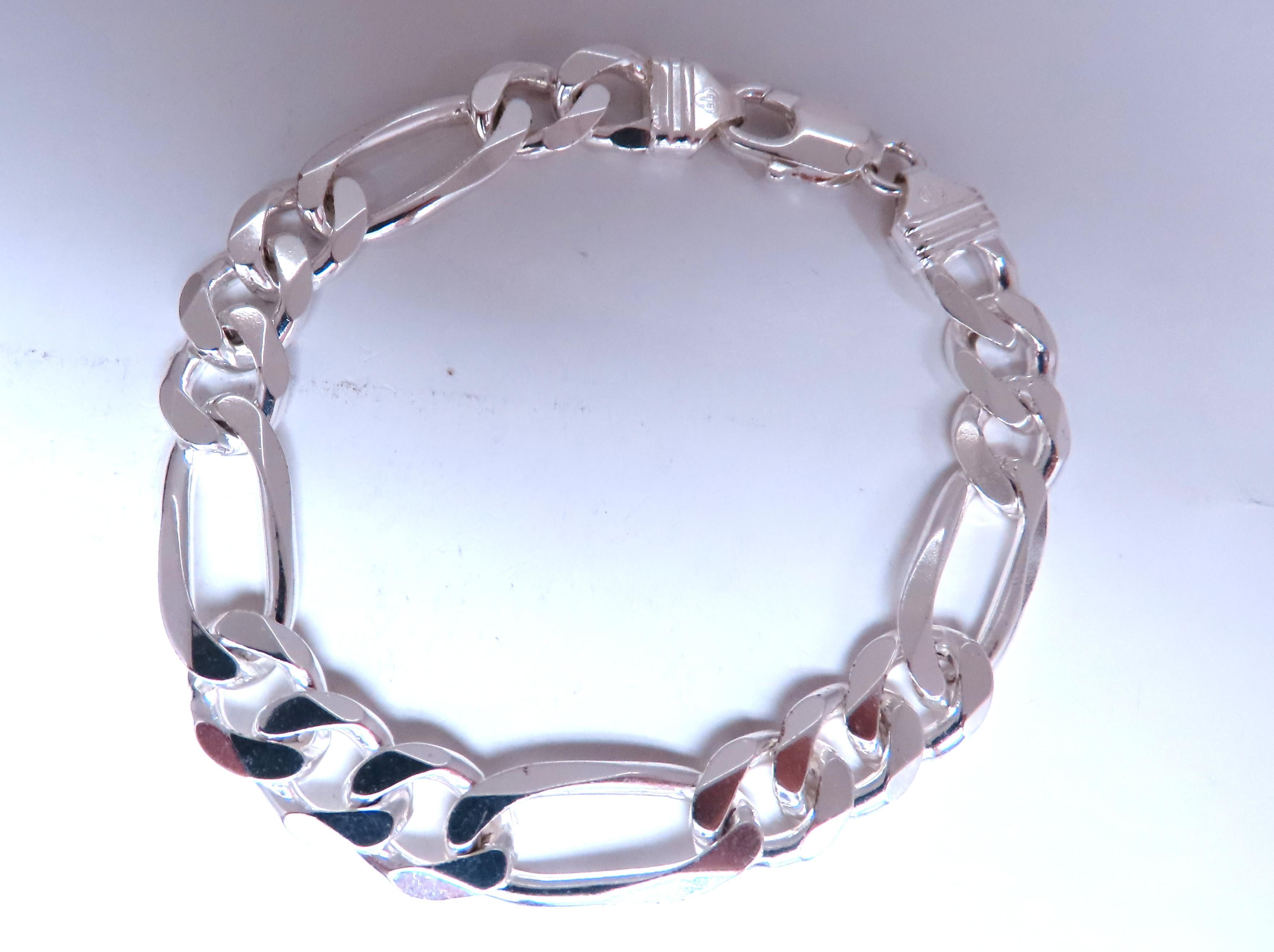 Figaro Bracelet 9.5mm Sterling Silver 8.25inch 12444 In New Condition For Sale In New York, NY