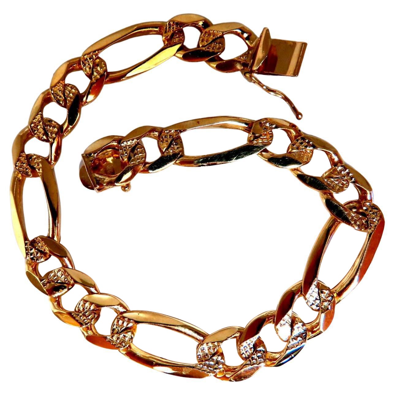 Figaro Link 14kt Gold Bracelet 28 Gram Unisex* For Sale