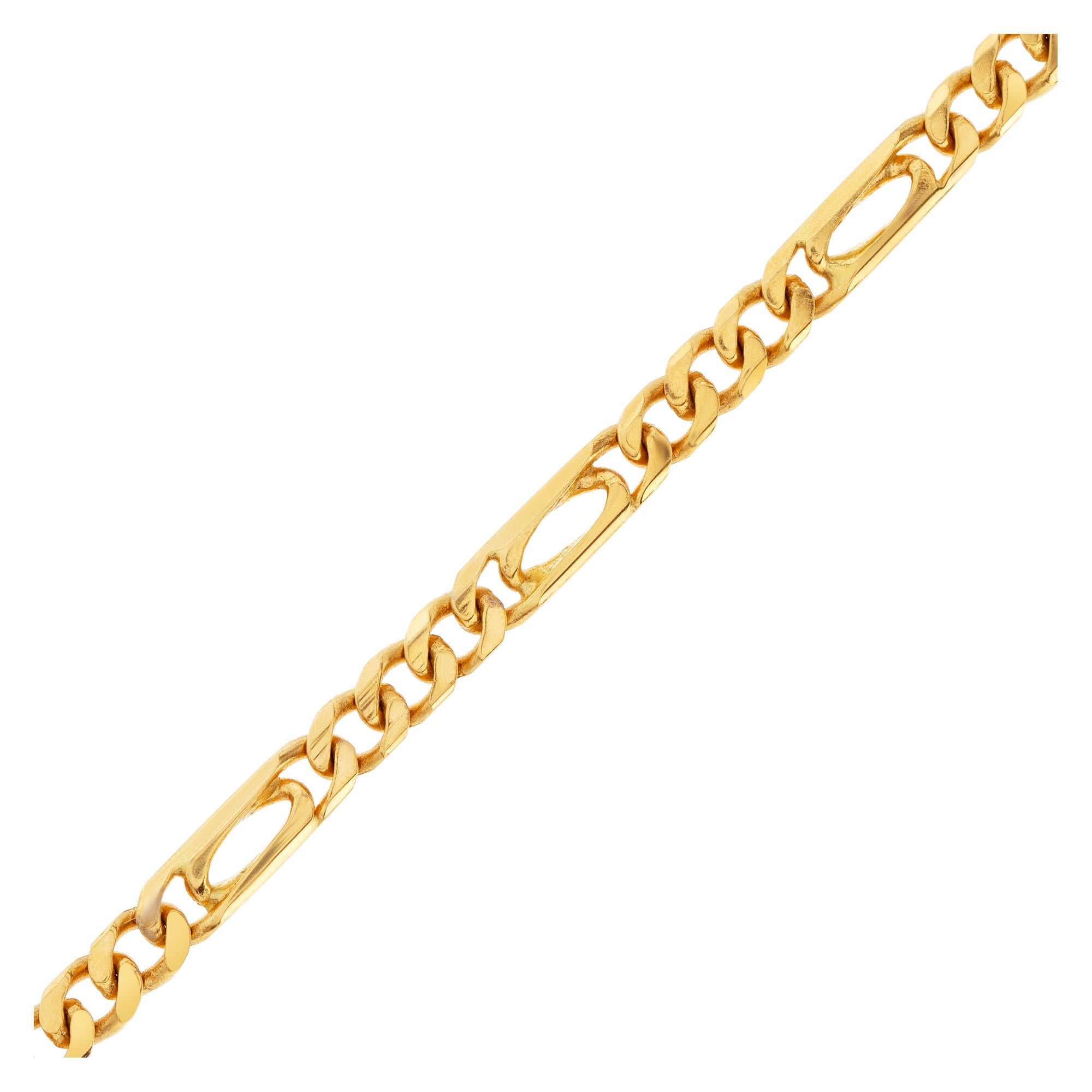 Figaro link chain necklace in 18k yellow gold. 21.5