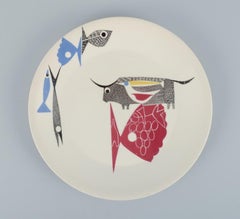Figgjo Flint, Norway, Three "a La Carte" Faience Plates, 1960-1970s