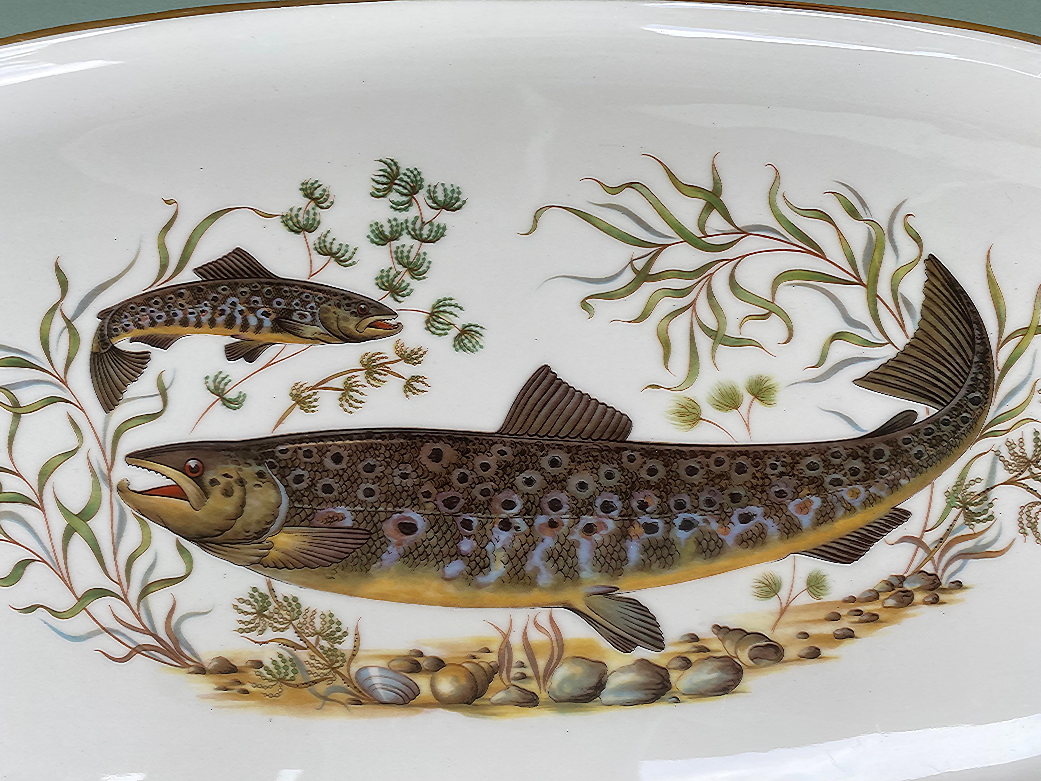 Figgjo Flint Norwegisches Fischservice, Teller und 12 Teller, Mitte des 20. Jahrhunderts (Porzellan) im Angebot