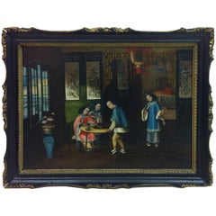 „Fight of Birds“, chinesische Innenraumszene, 19. Jahrhundert