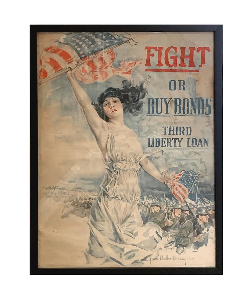 Dieses Originalplakat aus dem Ersten Weltkrieg aus dem Jahr 1917 fordert die Betrachter auf, 