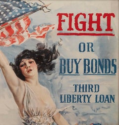 "Fight or Buy Bonds" Vintage WWI Poster by Howard Chandler Christy, 1917