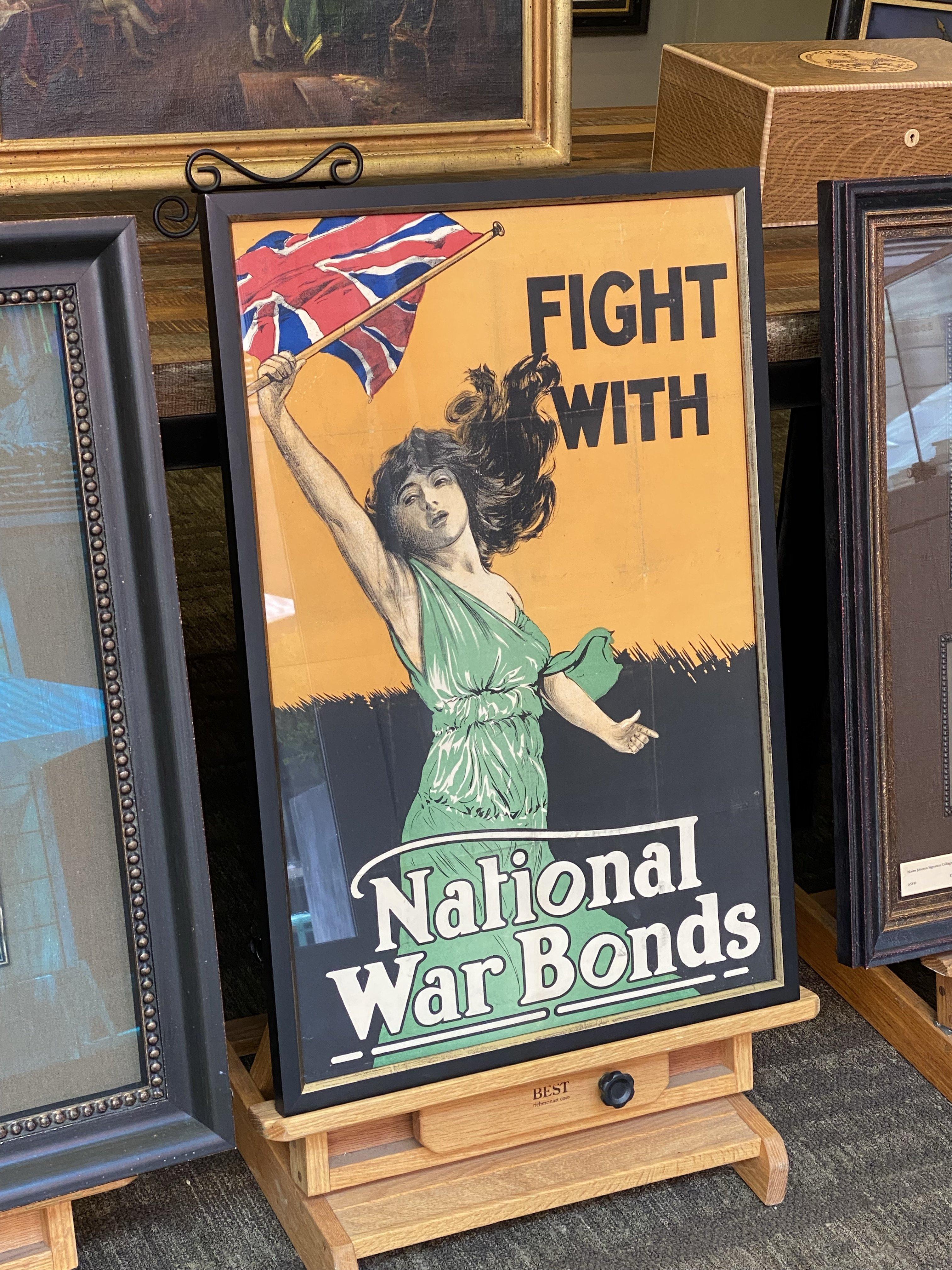 Fight with National War Bonds Vintage Britisches WWI Poster, ca. 1917-18 im Zustand „Gut“ im Angebot in Colorado Springs, CO