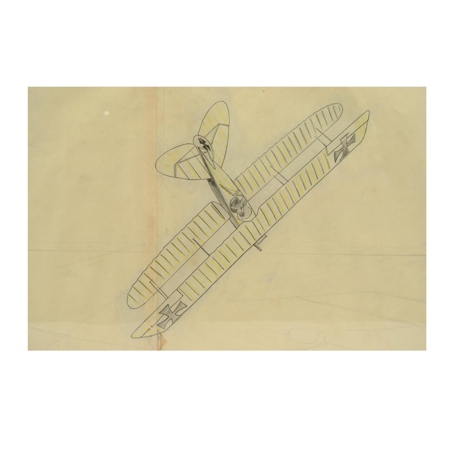 Début du 20ème siècle Dessins Quinquina vintage des années 1920 représentant des avions de chasse de la Première Guerre mondiale en vente