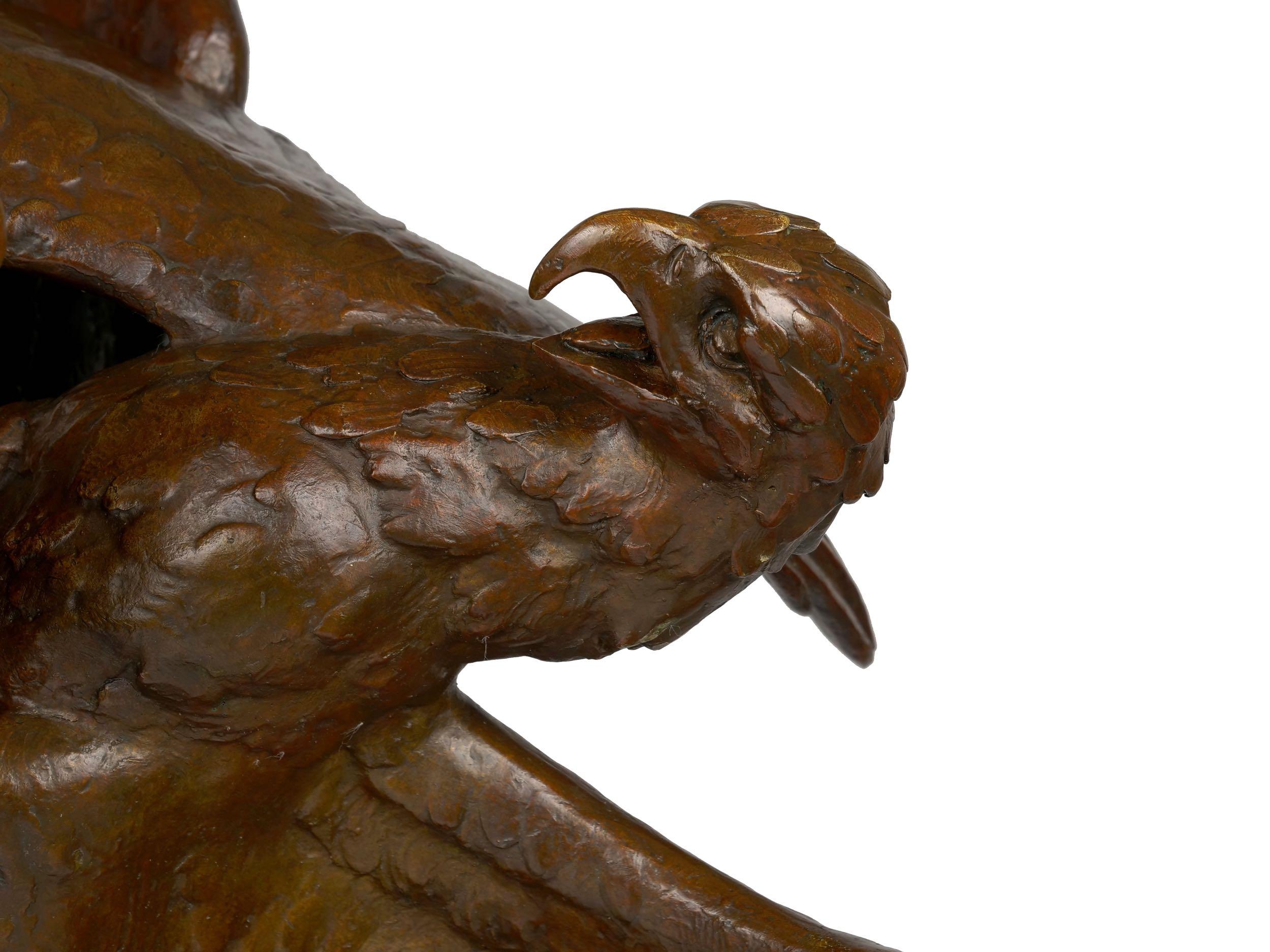 Modernistische Art-Déco-Bronzeskulptur „Fighting Eagles“ von Maximilien Fiot & Susse im Angebot 4